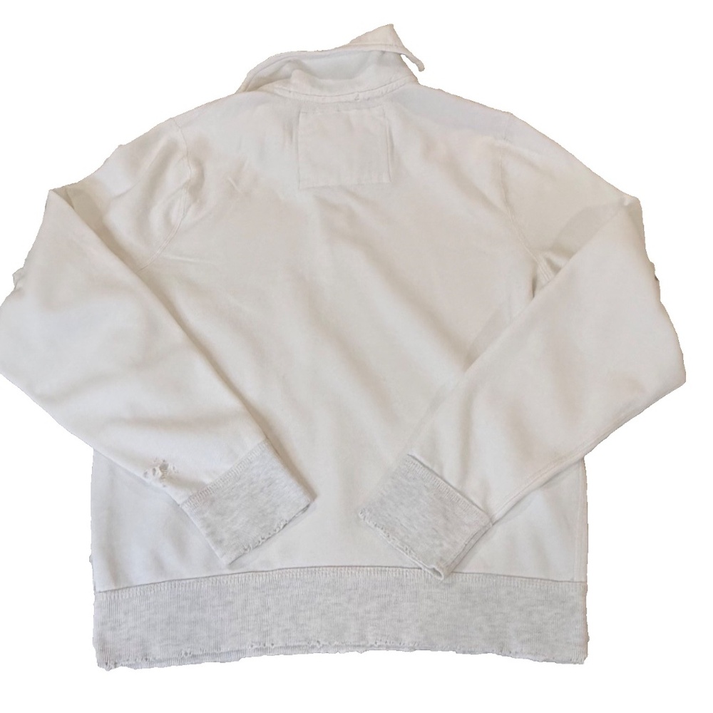 Abercrombie & Fitch Distressed 1/4 Zip Muscle Sweatshirt; White/Grey; Women's L - Picture 2 of 14